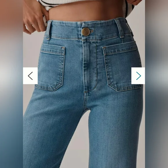 Anthropologie Maeve The Colette Crop High-Rise Wide-Leg Jeans light-to-med Sz 12 - Picture 3 of 16